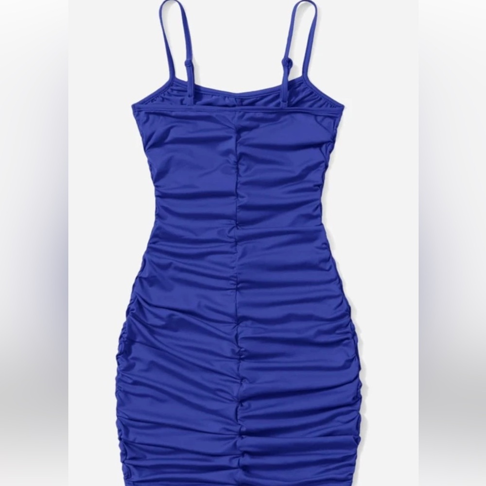 🎆🎇3for$9 girls/teen SHEIN ruched spaghetti strap dress. royal blue.Size 10-11. - Picture 5 of 6